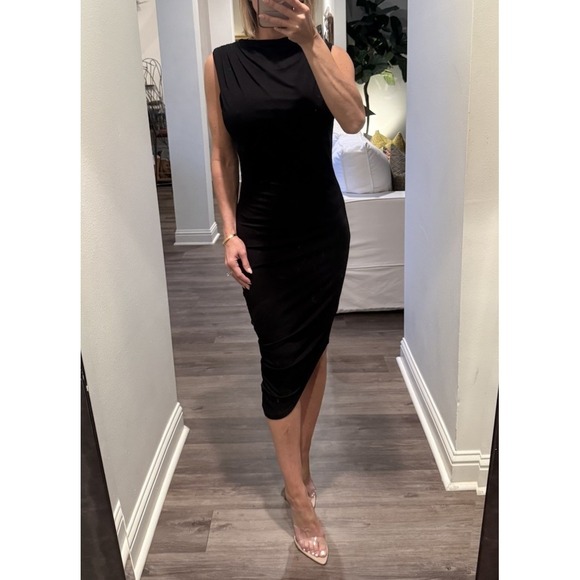 Haute Hippie Dresses & Skirts - Haute‎ Hippie Black Asymmetrical Midi Dress Knit Whimsigoth Sz Small